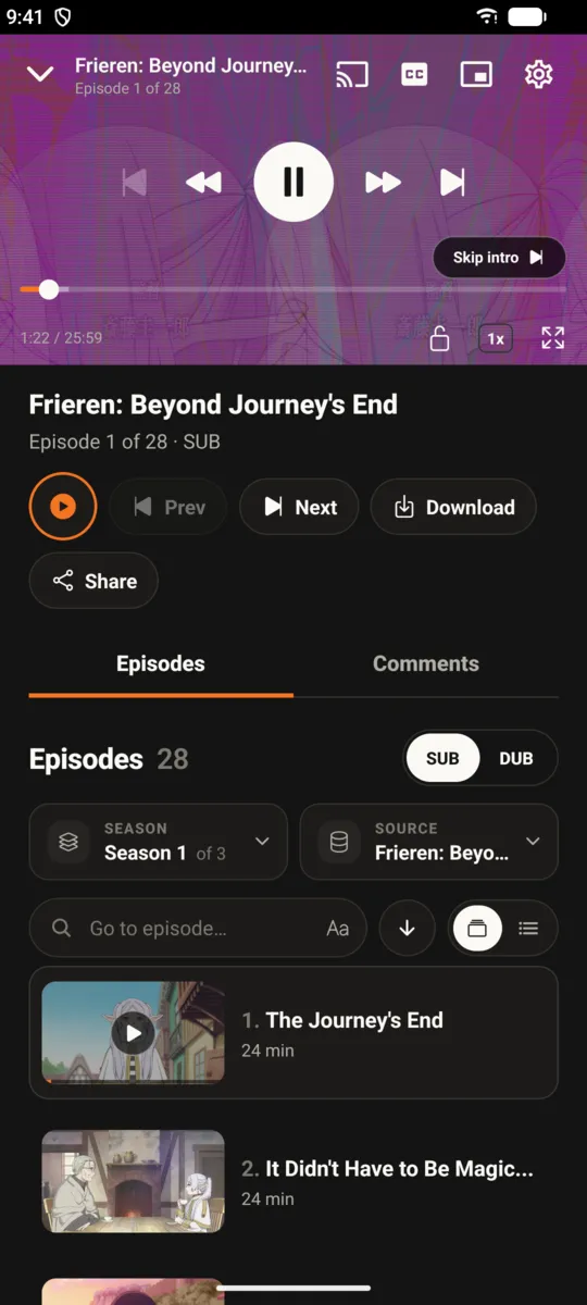 Video player with playback controls and scrubber
